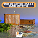 EcoSave | Tirelire en bois avec figures gravées