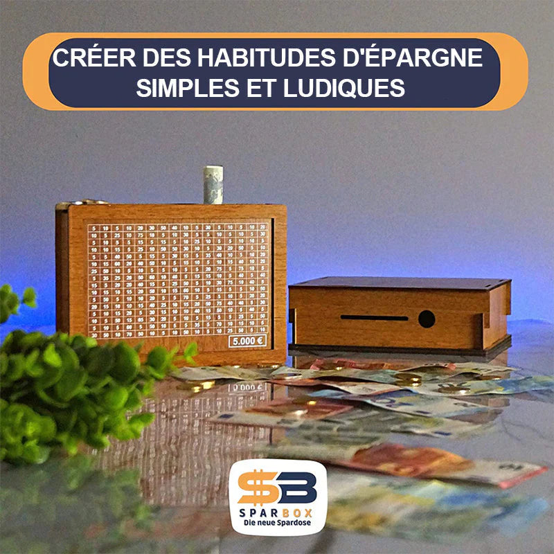 EcoSave | Tirelire en bois avec figures gravées