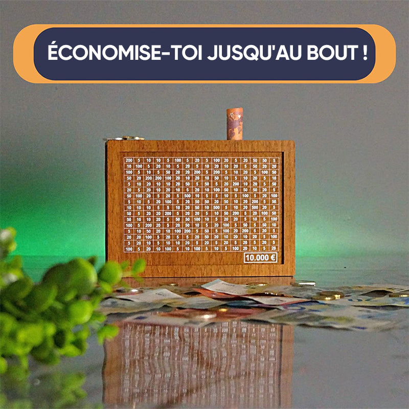 EcoSave | Tirelire en bois avec figures gravées