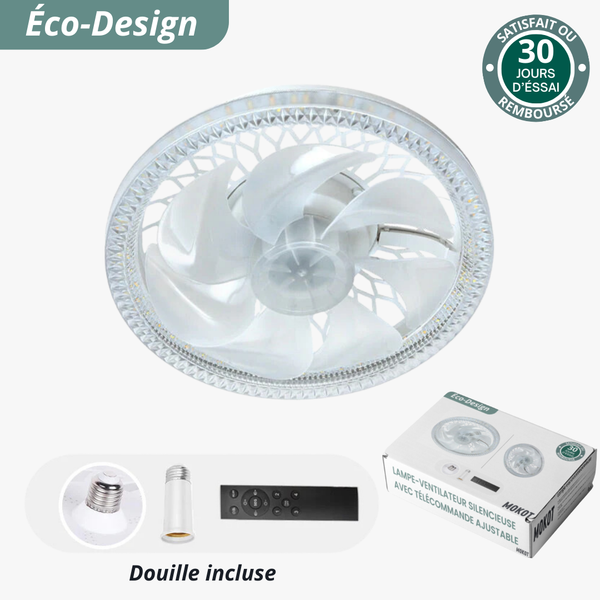 BreezeBright | Lampe Ventilateur Silencieuse avec Télécommande Ajustable