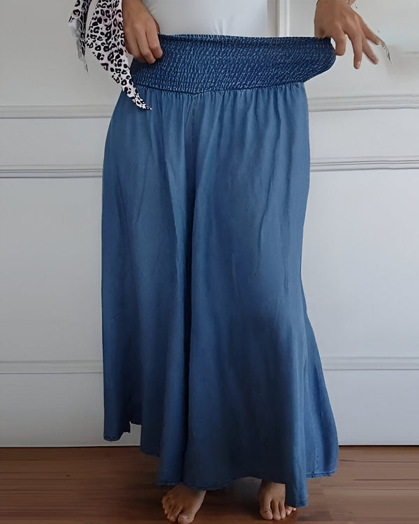 Aisha - Pantalon à Jambes Larges avec Taille Élastique